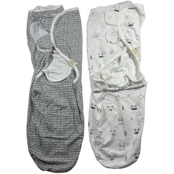 2 KeaBabies Baby Soothe Swaddle Wrap Organic Size 0-3 Months Gray White - Picture 1 of 7